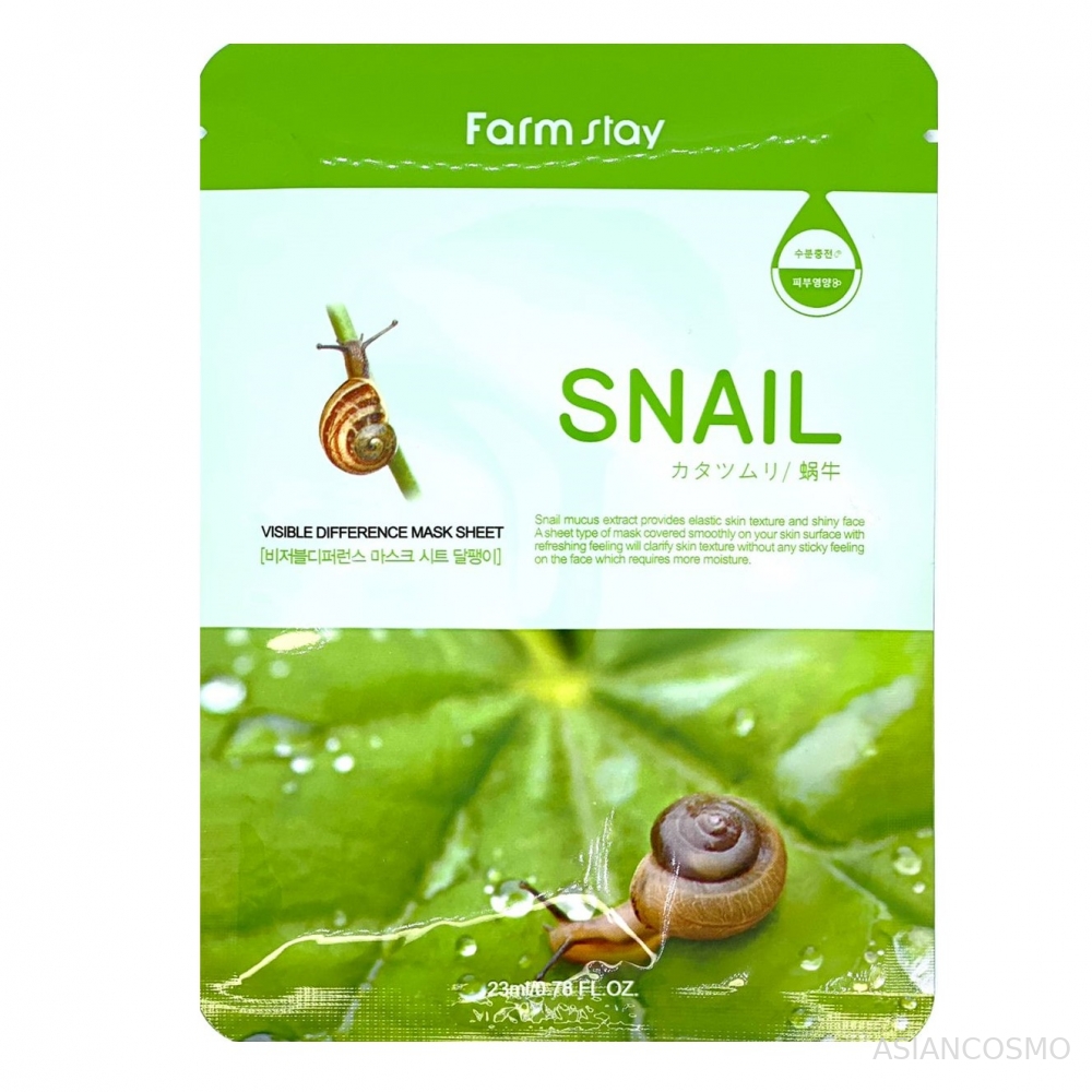 �������� ����� � ���������� ������ ������ Visible Difference Snail Mask Sheet, Farmstay 23 ��