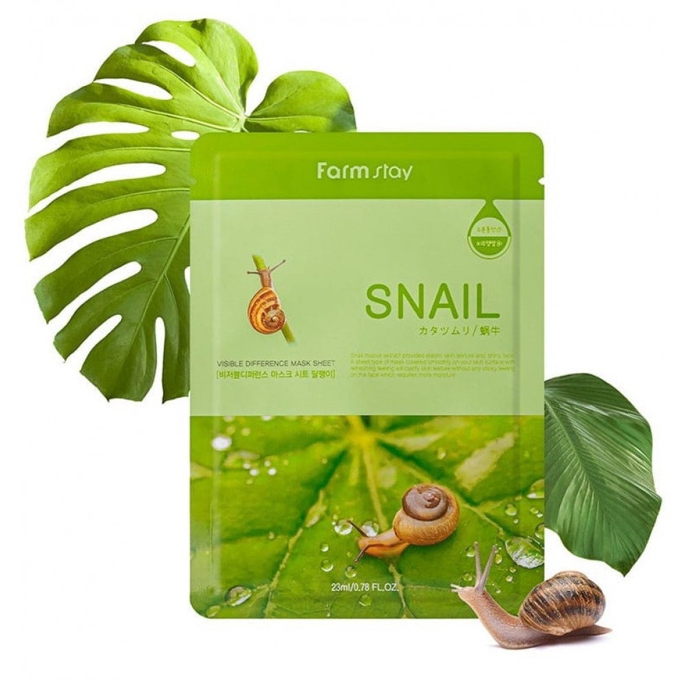 �������� ����� � ���������� ������ ������ Visible Difference Snail Mask Sheet, Farmstay 23 ��